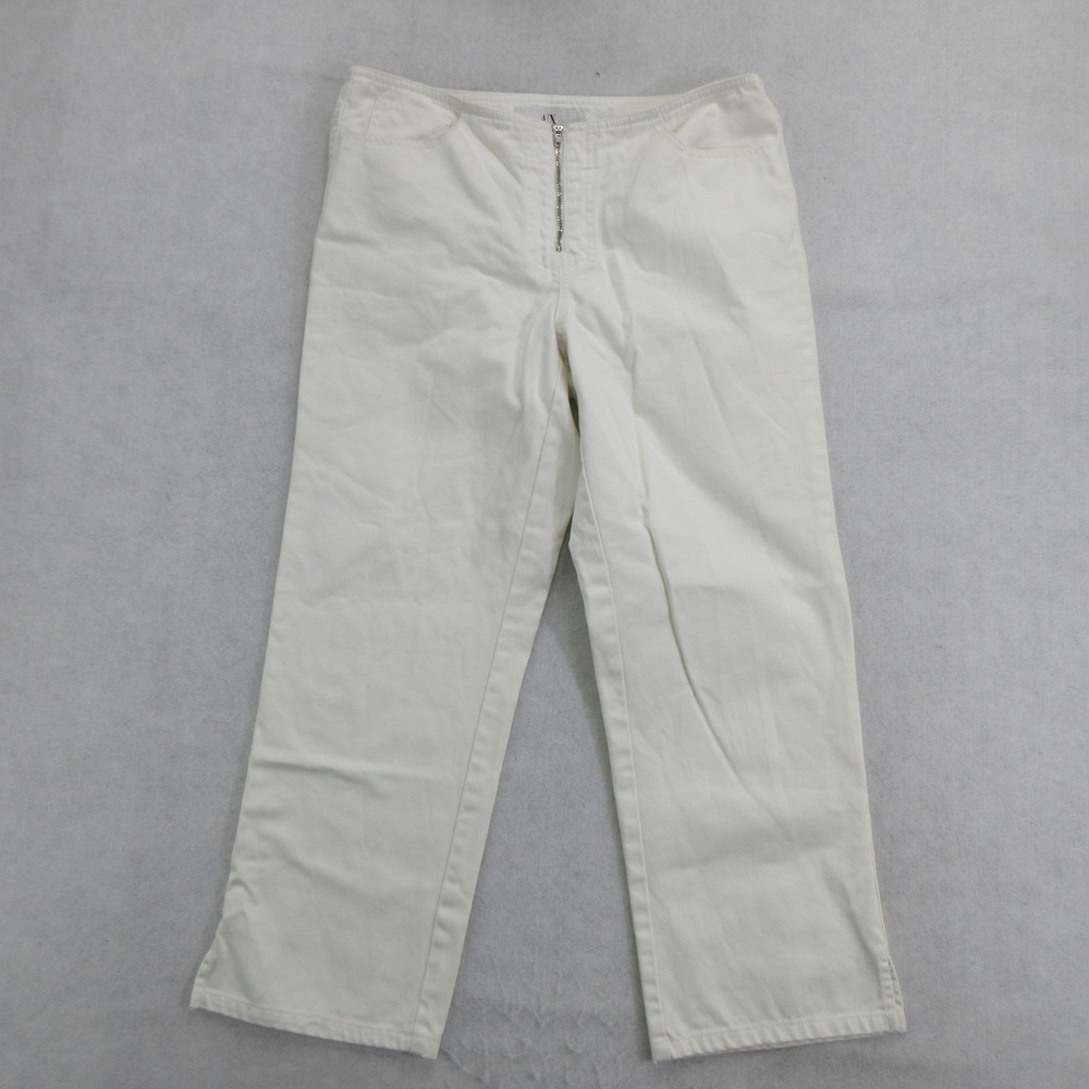 A|X Armani Exchange Womens Cropped Pants Size 6 Ivory Zip Front